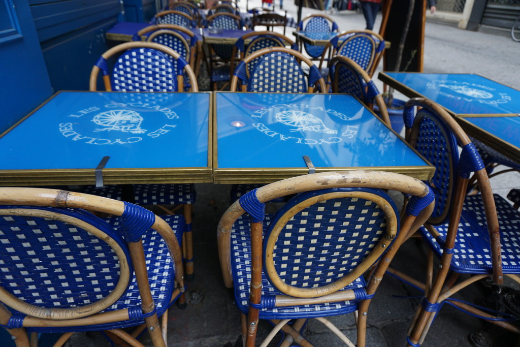 blue cafe tables